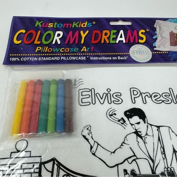 Vintage Elvis Presley Color My Dreams Pillowcase Art Kit by KustomKids NWT - Picture 2 of 8